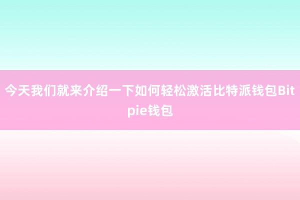 今天我们就来介绍一下如何轻松激活比特派钱包Bitpie钱包