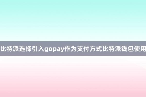 比特派选择引入gopay作为支付方式比特派钱包使用