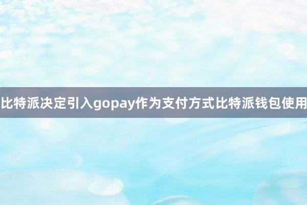 比特派决定引入gopay作为支付方式比特派钱包使用