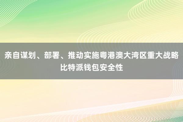 亲自谋划、部署、推动实施粤港澳大湾区重大战略比特派钱包安全性