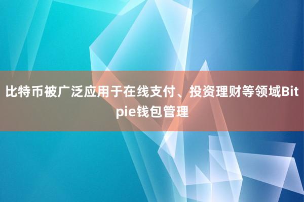 比特币被广泛应用于在线支付、投资理财等领域Bitpie钱包管理