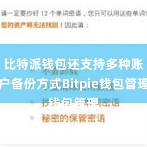 比特派钱包还支持多种账户备份方式Bitpie钱包管理